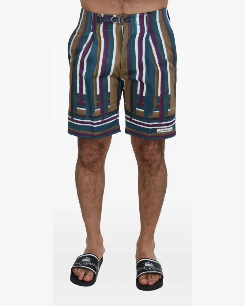 Dolce & Gabbana Gestreifte Shorts mit Falten - Blau Blau
