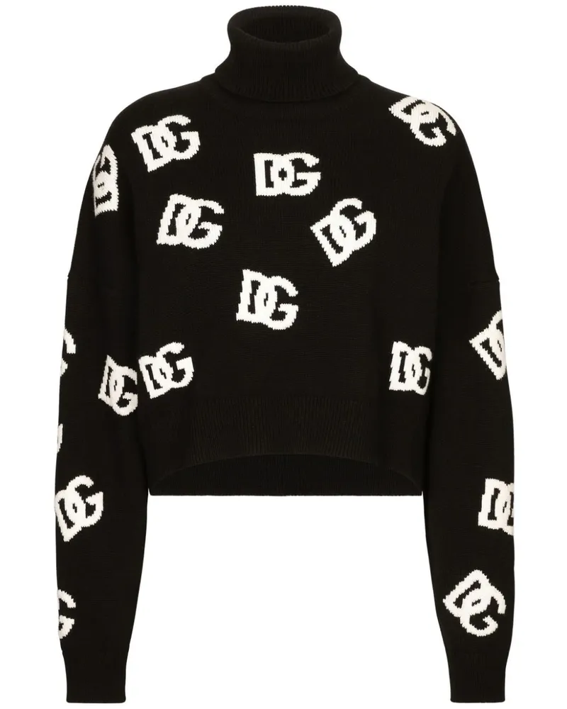 Dolce & Gabbana Pullover mit Intarsien-Logo - Schwarz Schwarz