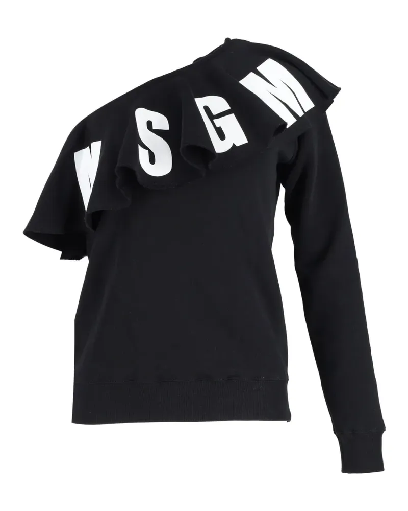 MSGM logo print one-shoulder top - Schwarz Schwarz