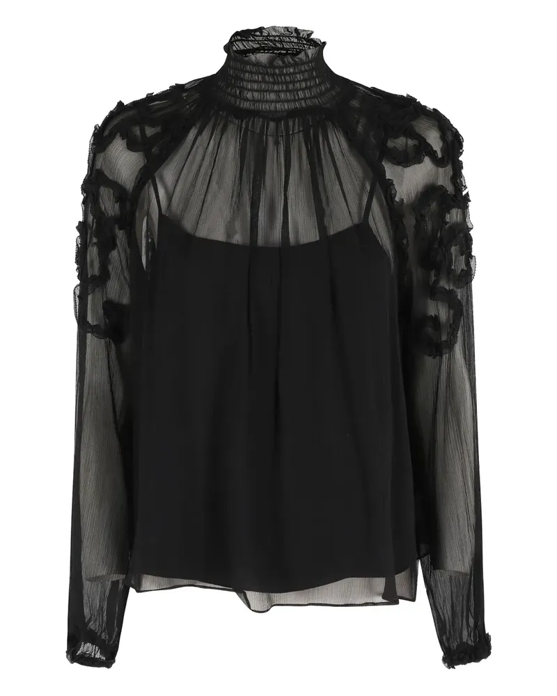 Ulla Johnson Bluse mit Rüschen - Schwarz Schwarz