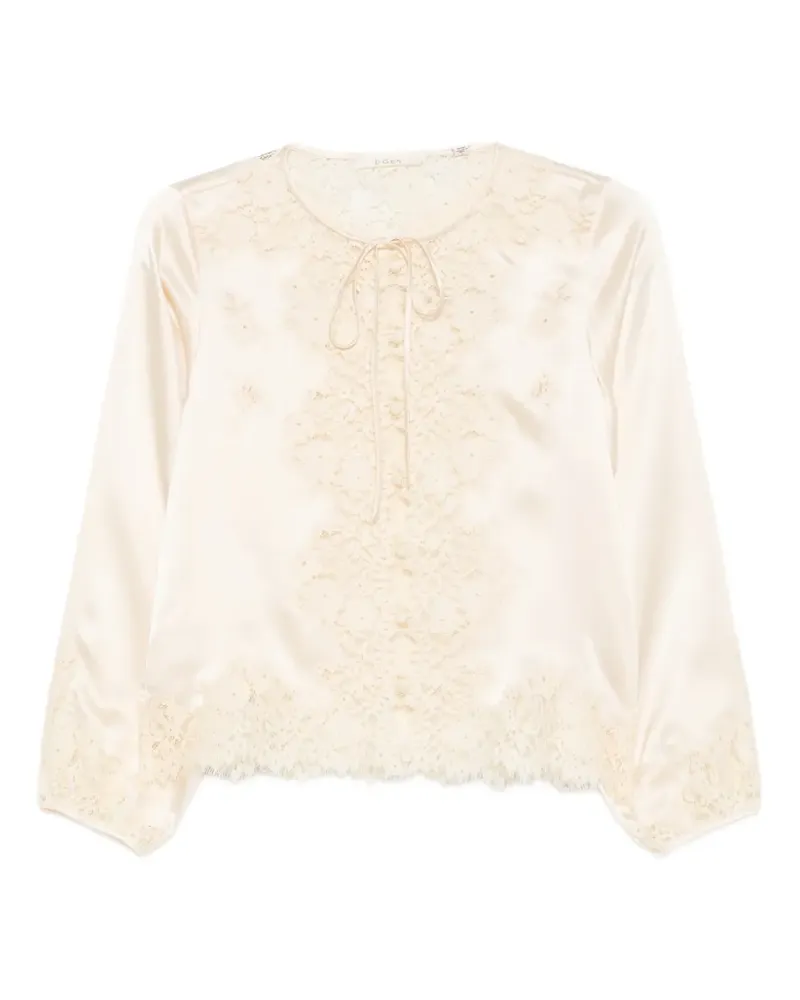 DÔEN Lucine Bluse mit Spitzeneinsatz - Nude Nude