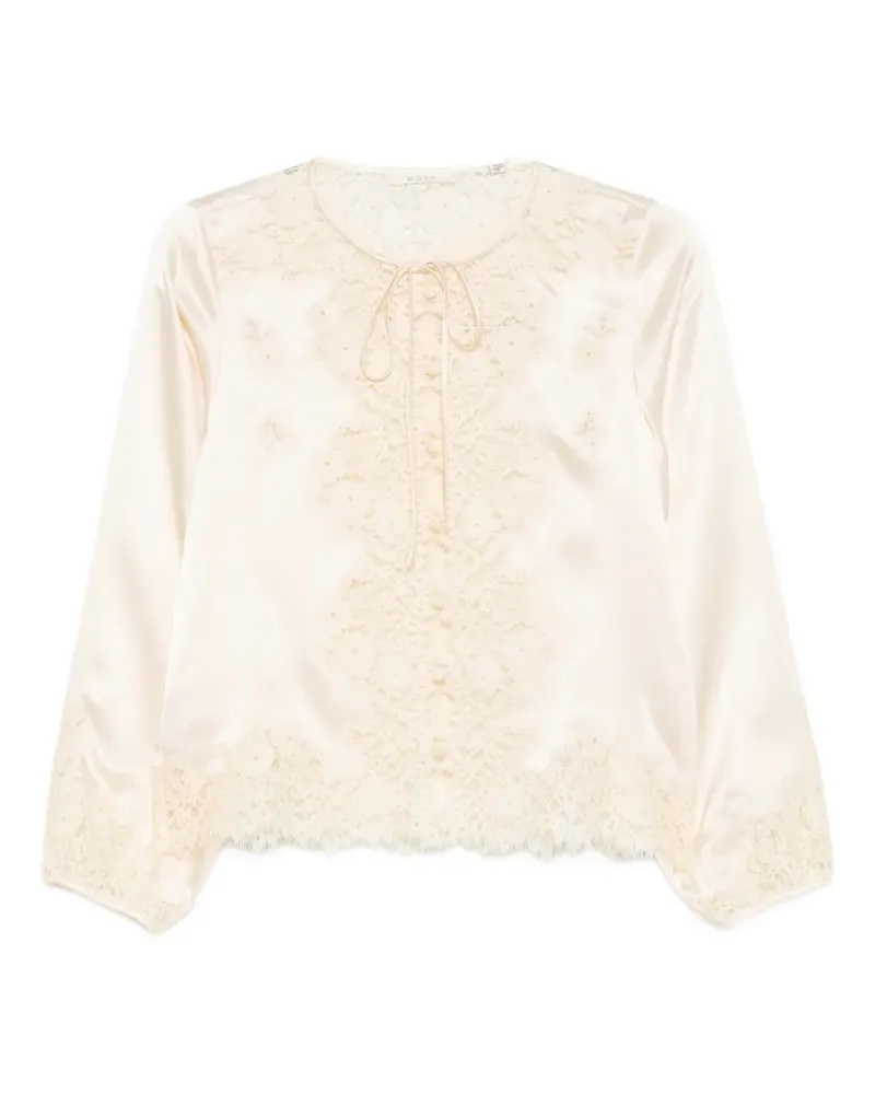 DÔEN Lucine lace-panel blouse - Nude Nude
