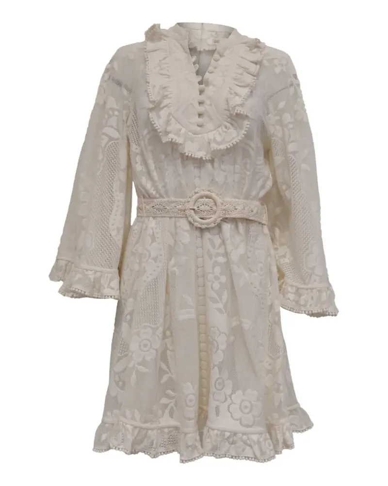 Zimmermann Tiggy ruffled lace mini dress - Nude Nude