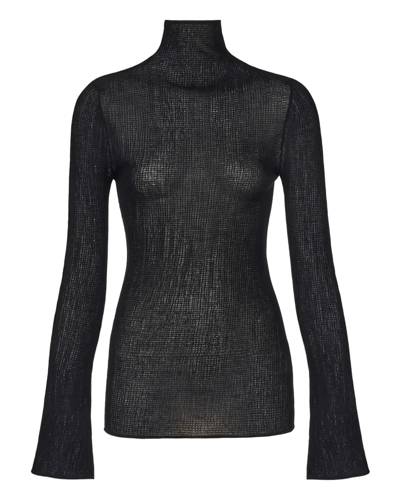 Ferragamo Stehkragen-Pullover mit ausgestellten Bündchen - Schwarz Schwarz