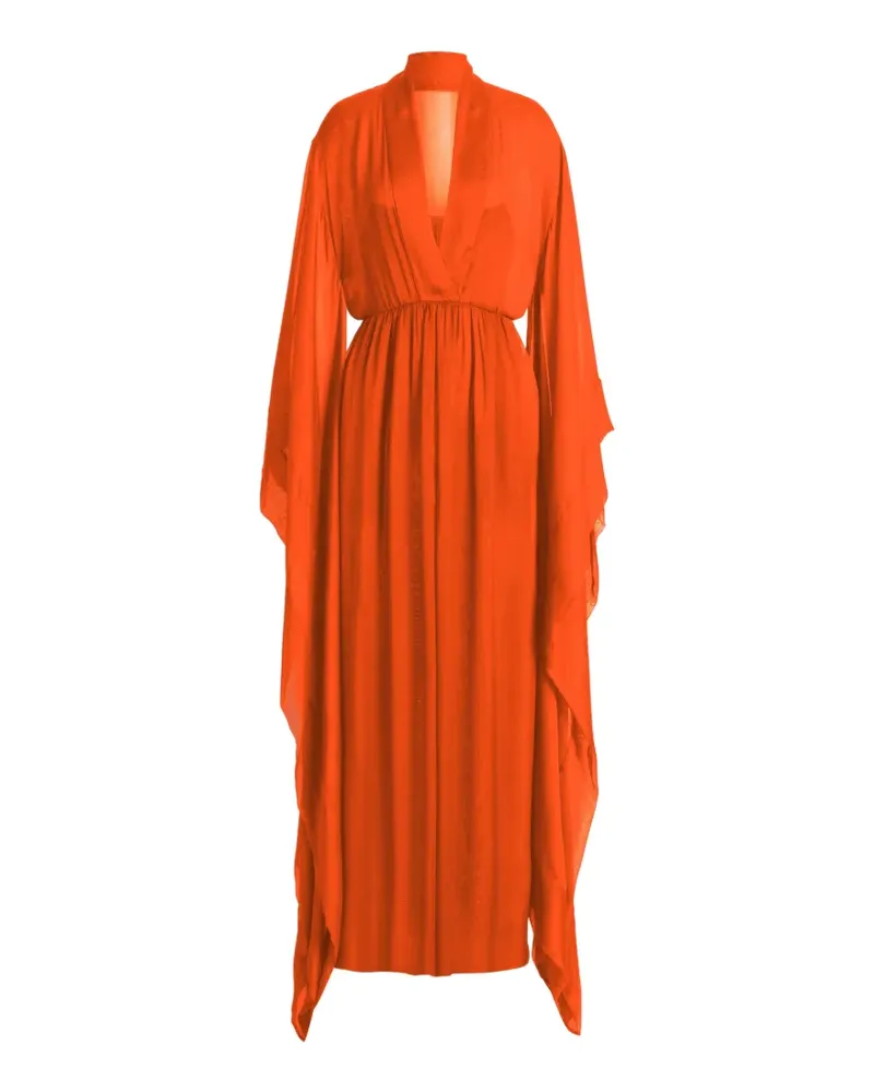 Alberta Ferretti Maxikleid mit V-Ausschnitt - Orange Orange