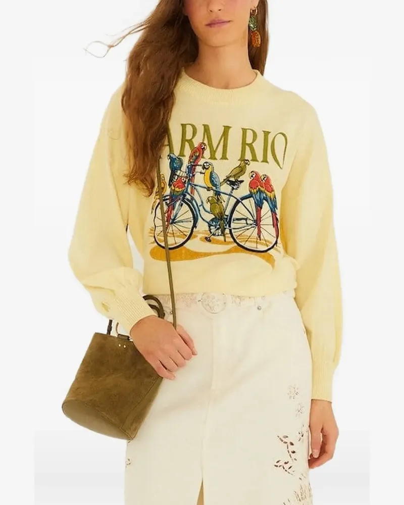 FARM Rio Pullover mit Fahrradmotiv - Gelb Gelb