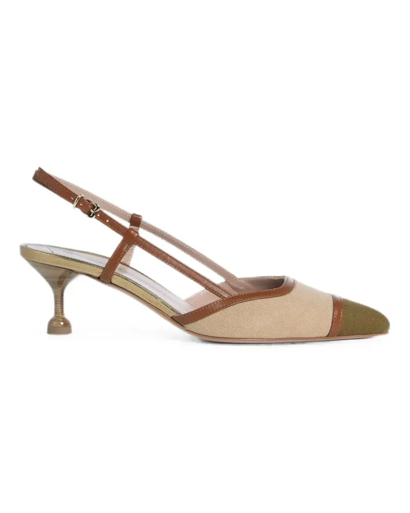 FESTA Milano Delfina leather-trim canvas heeled pumps - Nude Nude