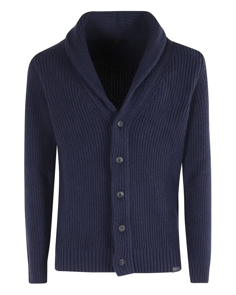 Fay Gerippter Cardigan - Blau Blau