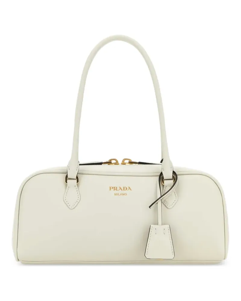 Prada logo-print calf leather shoulder bag - Nude Nude
