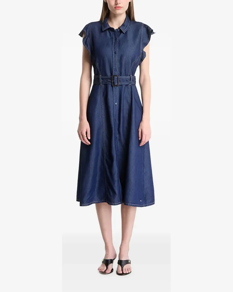 Tommy Hilfiger ruffled belted midi dress - Blau Blau