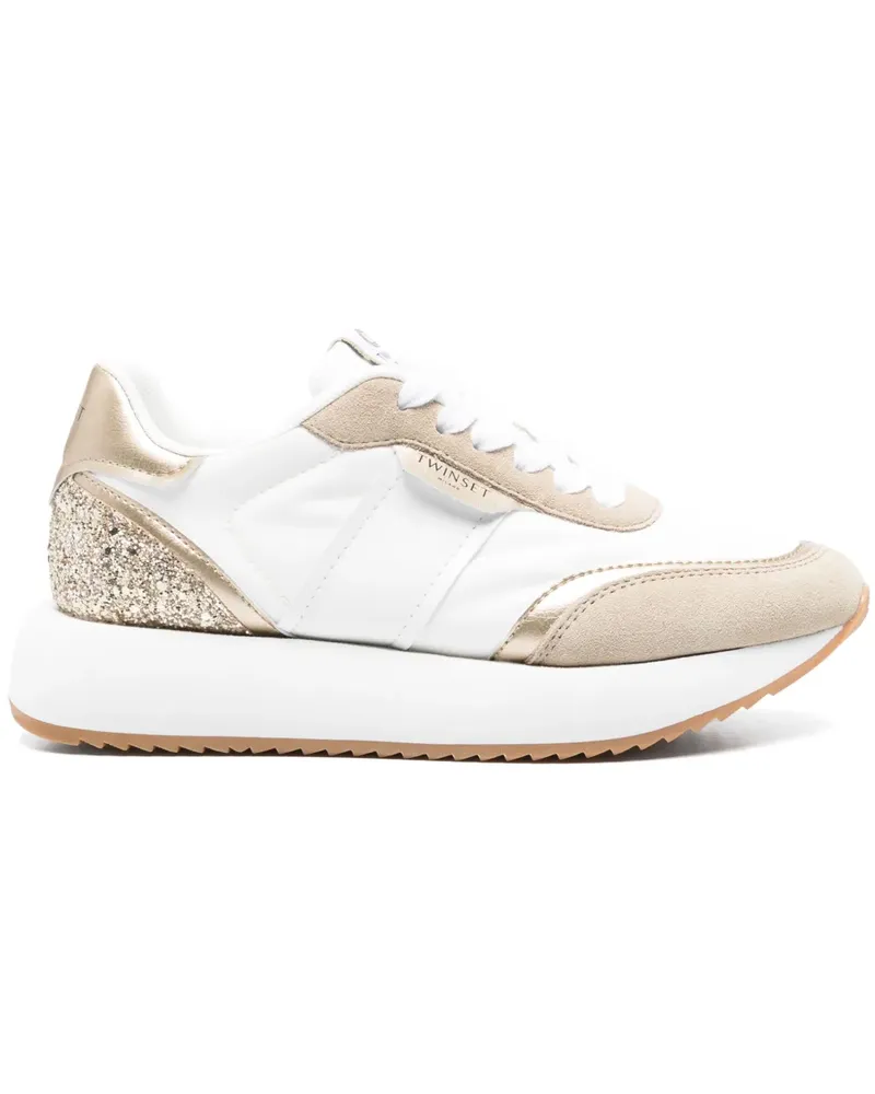 Twin-Set Sneakers mit Glitter-Detail - Weiß Weiß