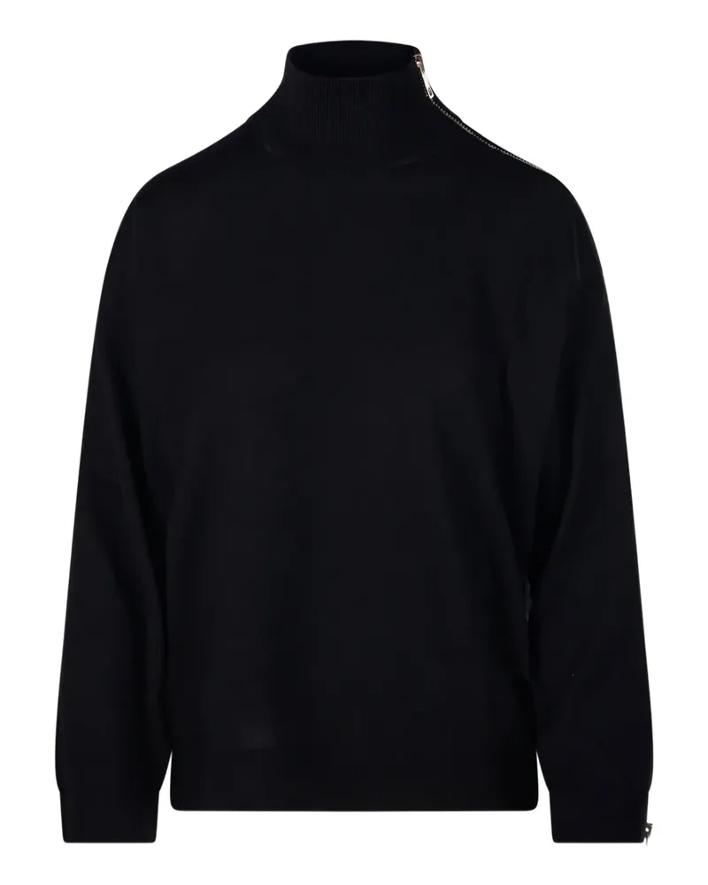 NUDE Stehkragen-Pullover mit Reißverschlussdetail - Schwarz Schwarz