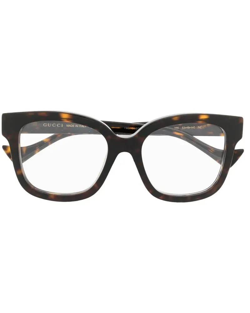 Gucci D-Frame Brille in Schildpattoptik - Braun Braun