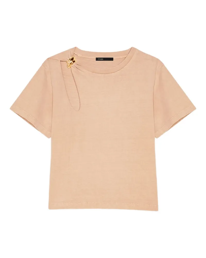 Maje T-Shirt mit Schmuckdetail - Nude Nude
