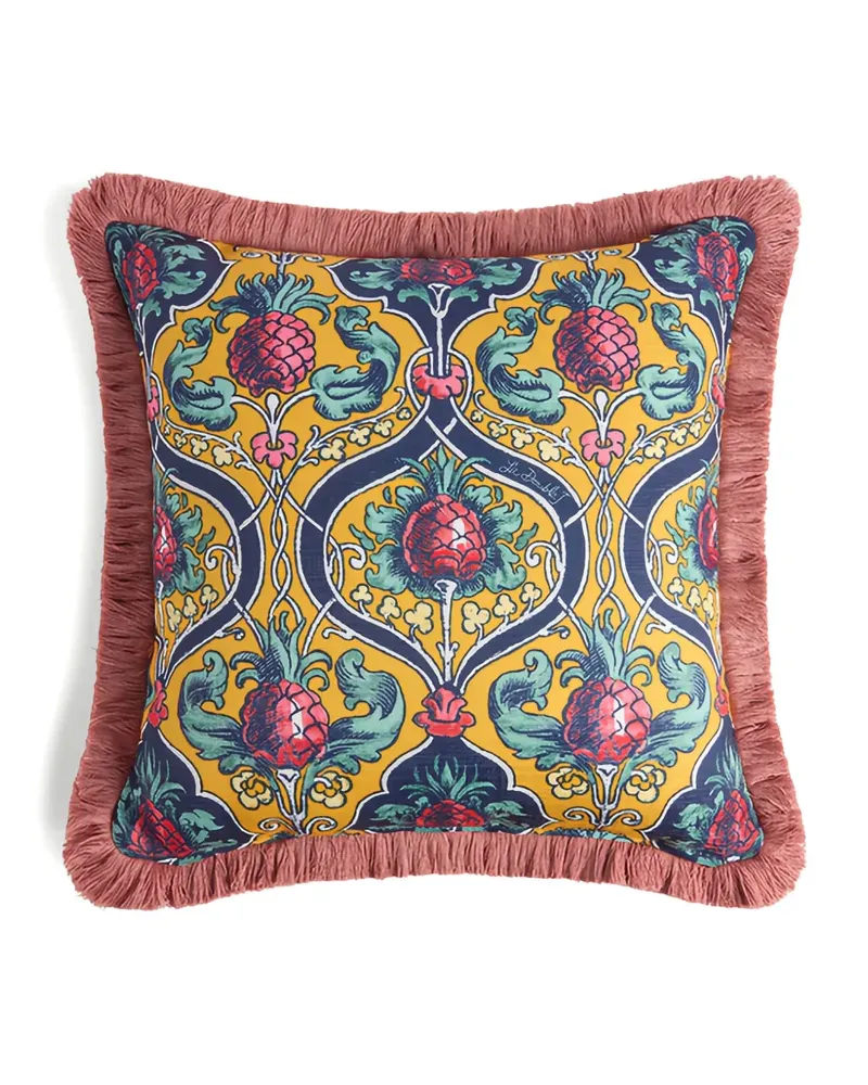 La DoubleJ pineapple-print fringed cushion - Gelb Gelb