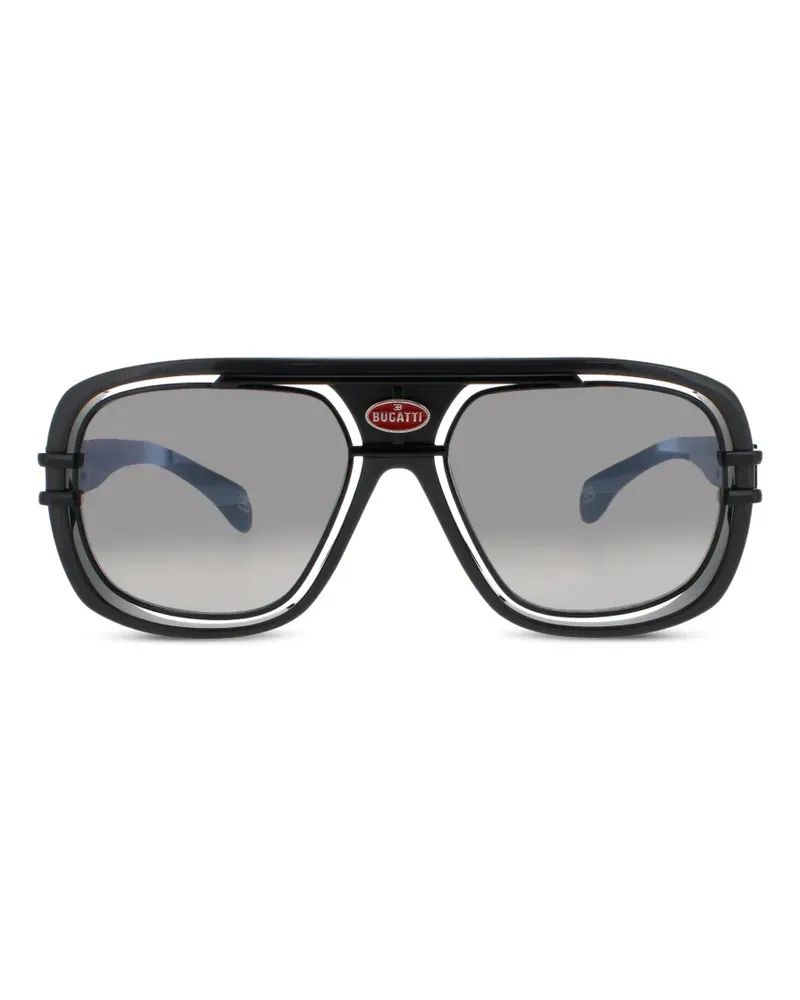 Bugatti Pilotenbrille mit Logo-Schild - Schwarz Schwarz