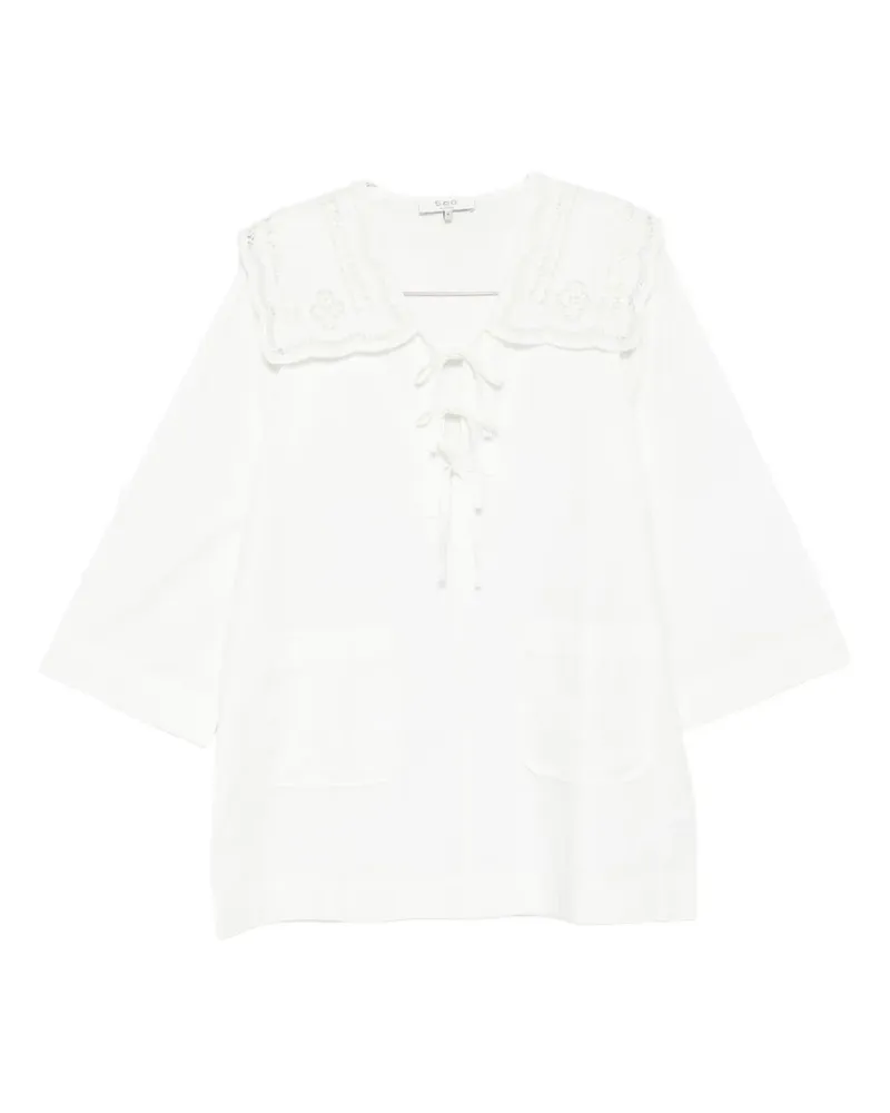 Sea Kleid mit Spitzenkragen - Weiß Weiß