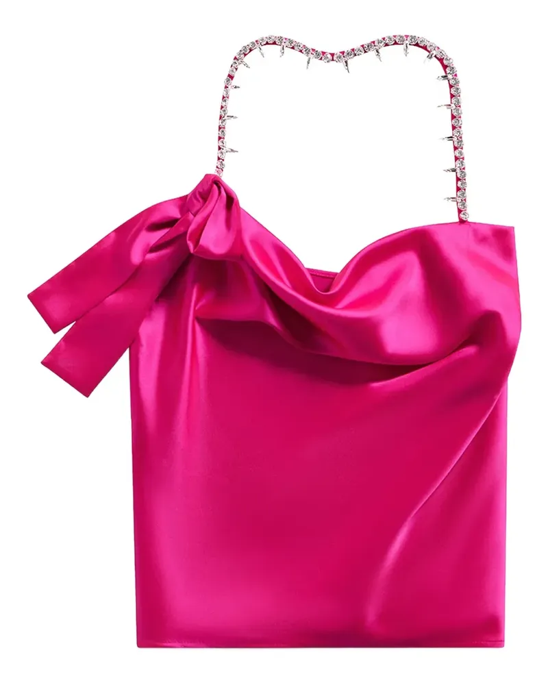 Area Neckholder-Top mit Kristallen - Rosa Rosa
