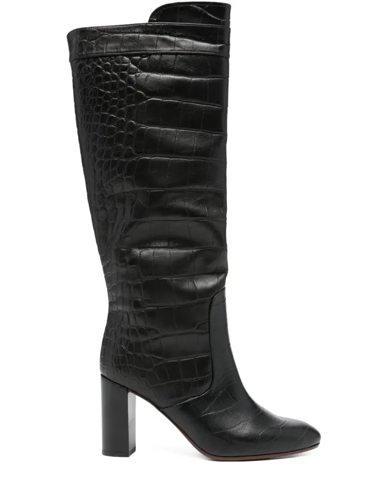 Chie Mihara Stiefel mit Kroko-Optik 85mm - Schwarz Schwarz