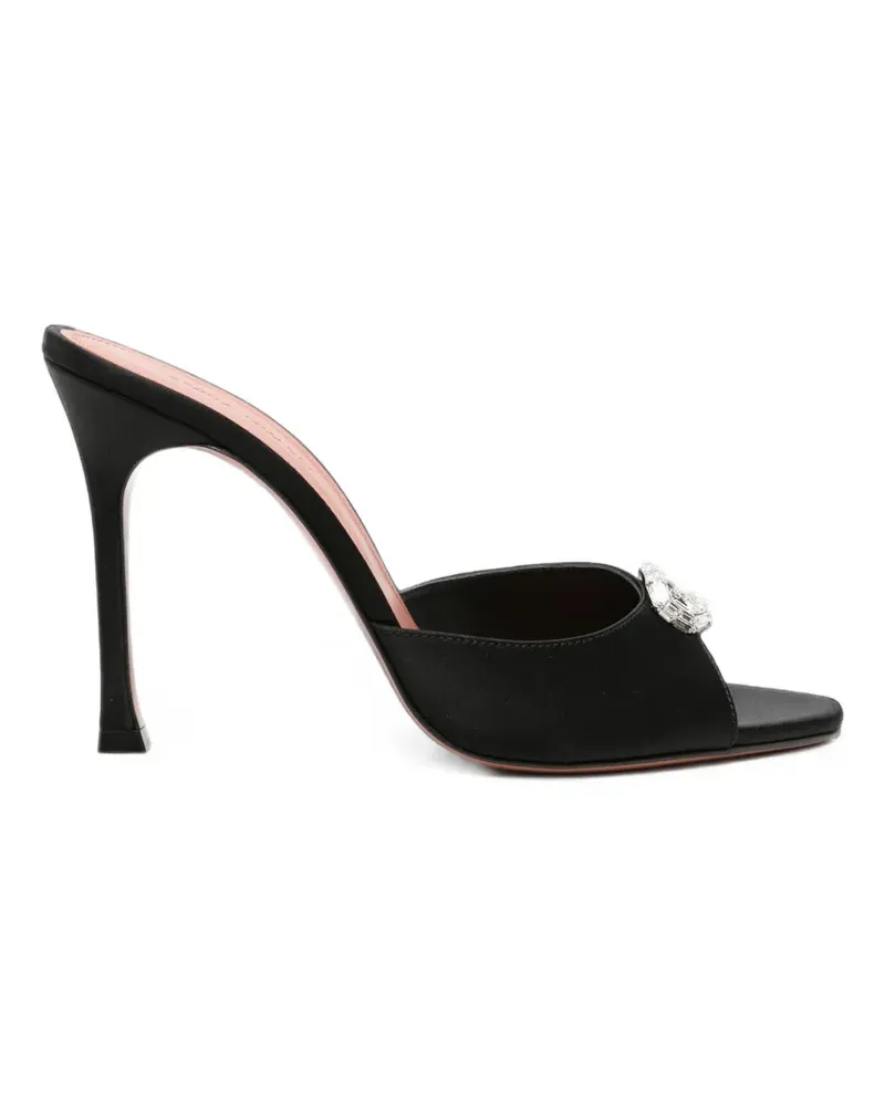 Amina Muaddi Mini Camelia Sandalen aus Satin mit Kristallschnalle - Schwarz Schwarz