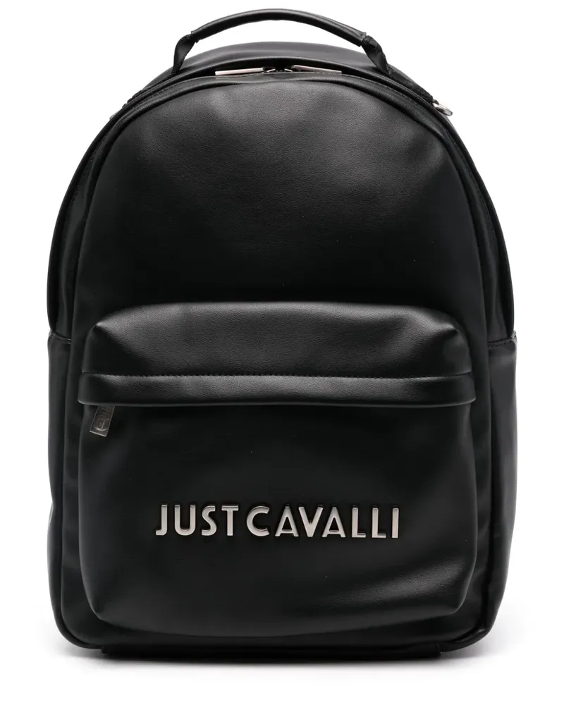 Just Cavalli Rucksack aus Leder mit Logo - Schwarz Schwarz