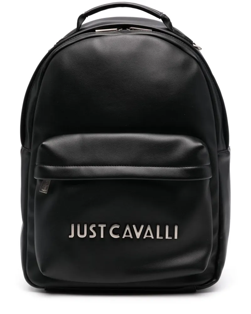 Just Cavalli Rucksack aus Leder mit Logo - Schwarz Schwarz