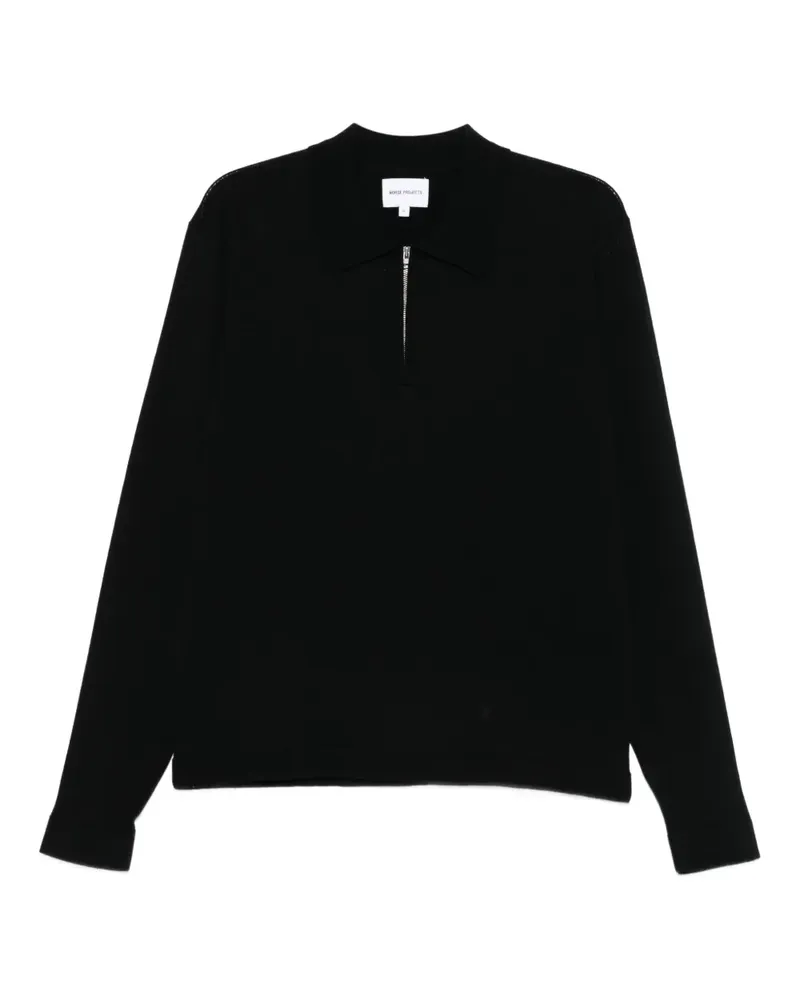 Norse Projects Poloshirt mit Reißverschluss - Schwarz Schwarz