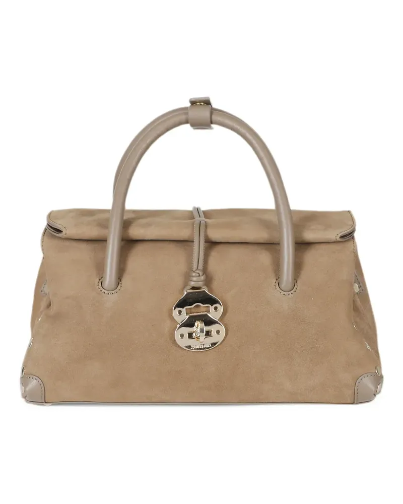 Zanellato S Dotta stud-embellished leather-trim totebag - Grün Grün
