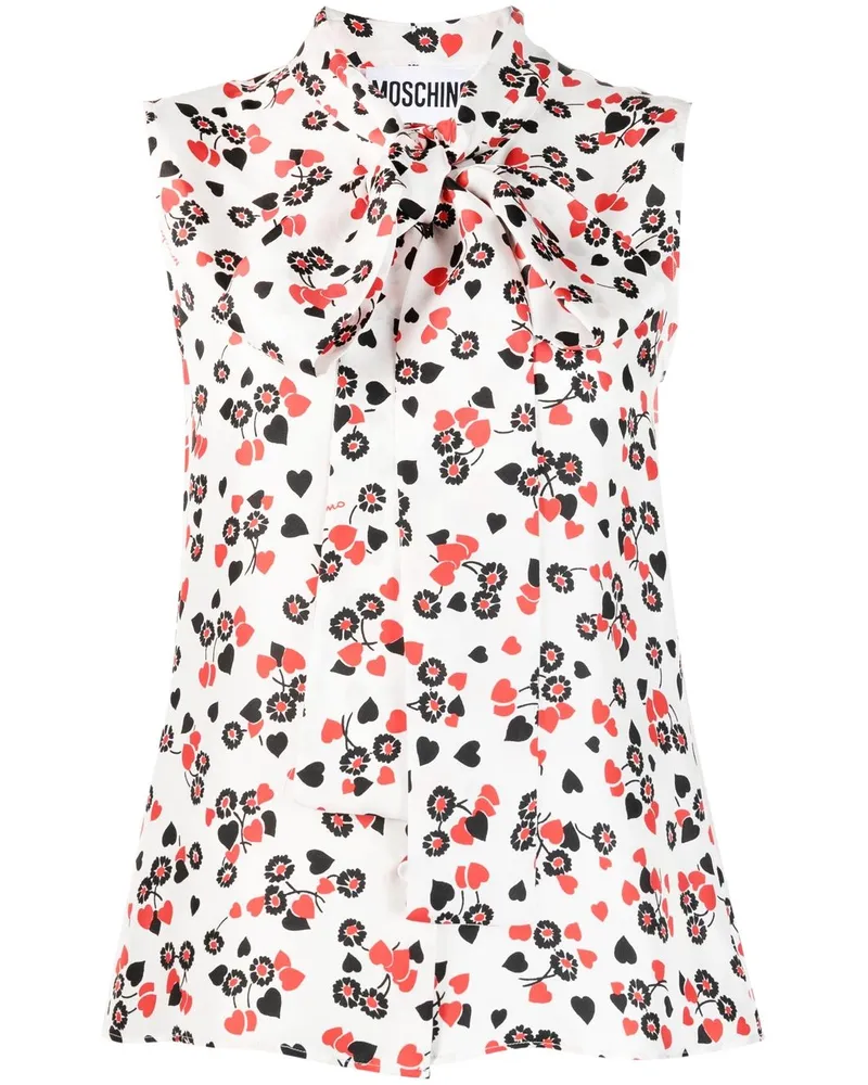 Moschino Oberteil mit Print - Weiß Weiß