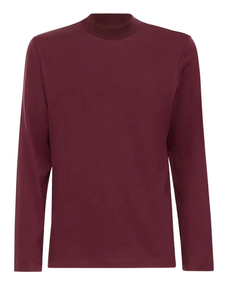 Brunello Cucinelli cotton jersey long-sleeve mock-neck T-shirt - Rot Rot