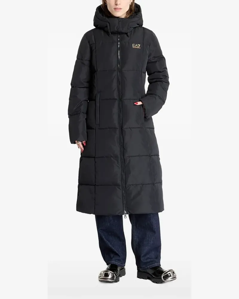 EA7 quilted hooded coat - Schwarz Schwarz