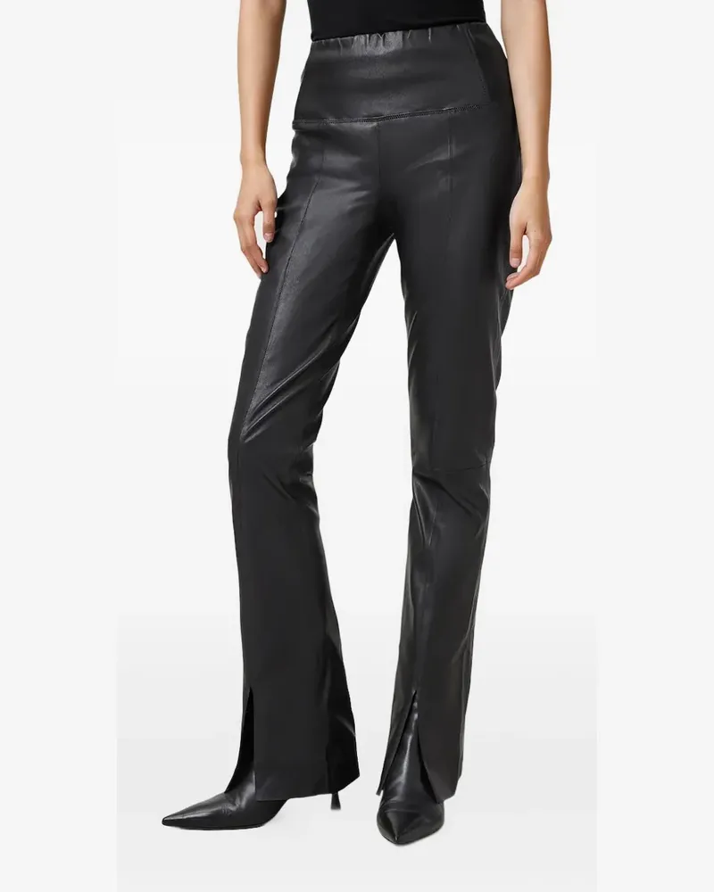 AllSaints Lederhose mit offenem Saum - Schwarz Schwarz