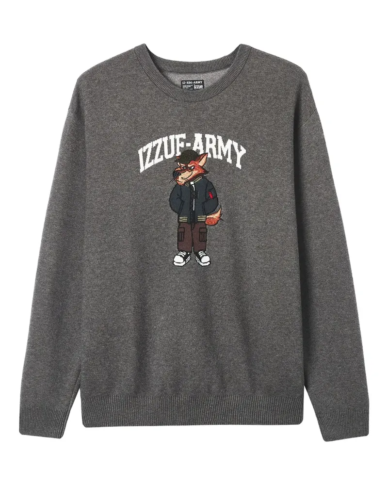 Izzue Pullover mit Fuchs-Applikation - Grau Grau