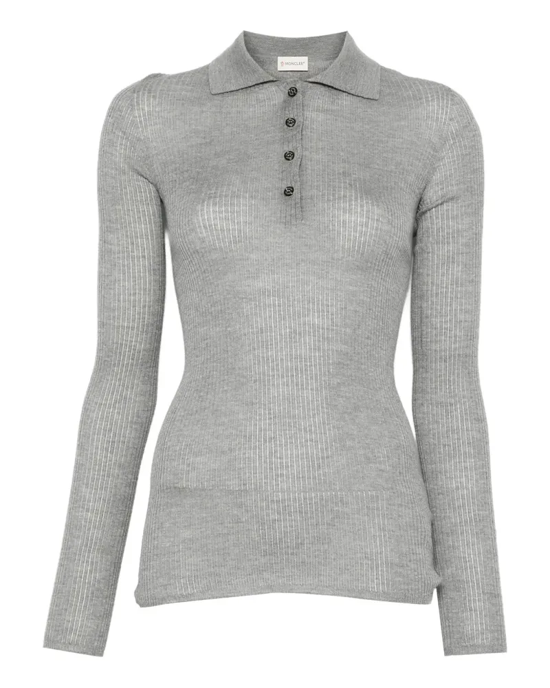 Moncler Geripptes Woll-Poloshirt - Grau Grau