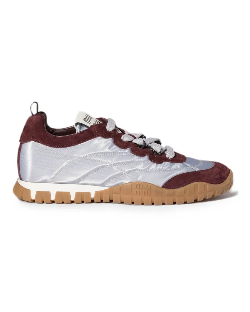 Miu Miu Tyre Sneakers aus technischem Gewebe und Wildleder - Silber Silber