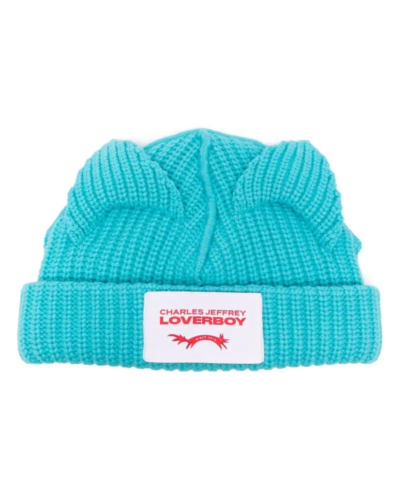Charles Jeffrey Loverboy Beanie mit Ohrenapplikation - Blau Blau