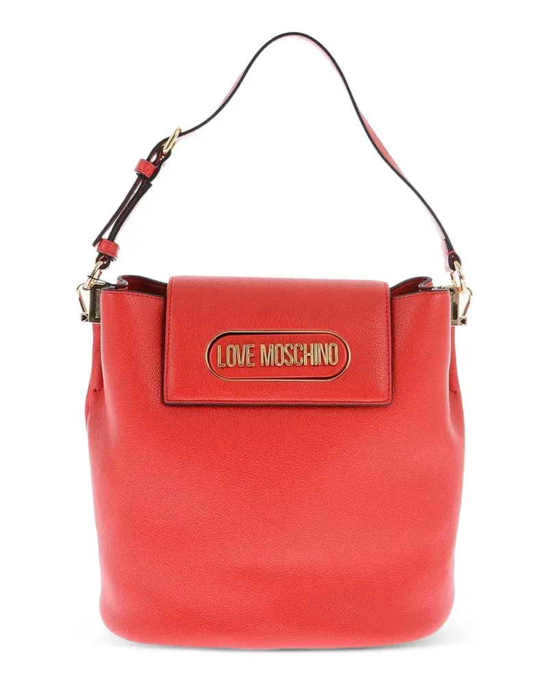 Moschino Beuteltasche mit Logo-Schild - Rot Rot