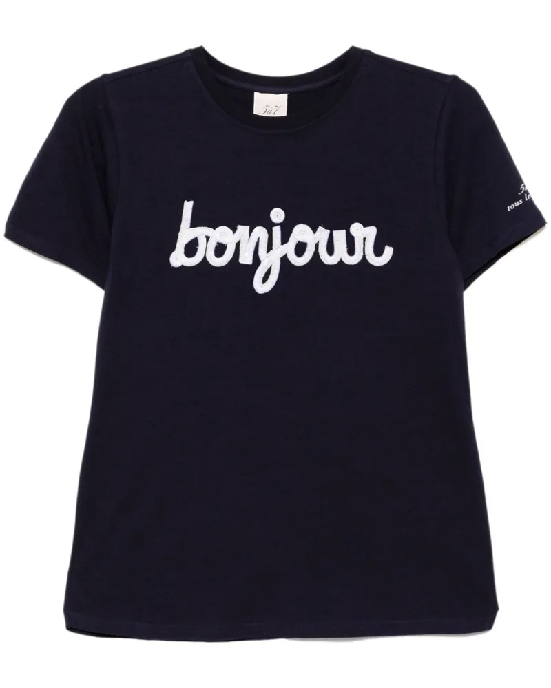 Cinq à Sept Bonjour-T-Shirt mit Pailletten - Blau Blau