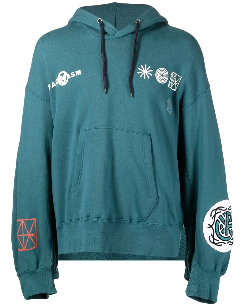 FACETASM Bestickter Hoodie mit Kordelzug Blue