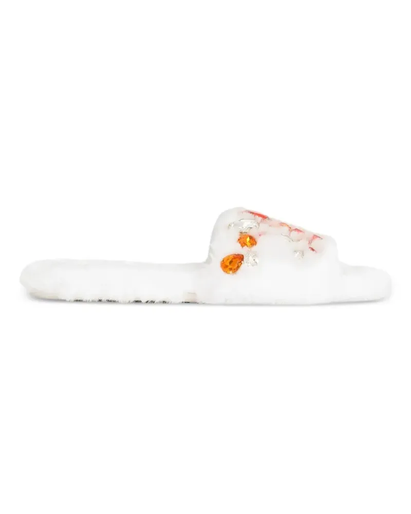 Dolce & Gabbana Flache Slipper aus Faux Fur - Weiß Weiß