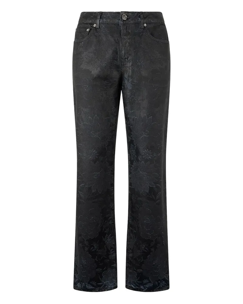 Roberto Cavalli Ausgeblichene Jeans mit Blumen - Schwarz Schwarz