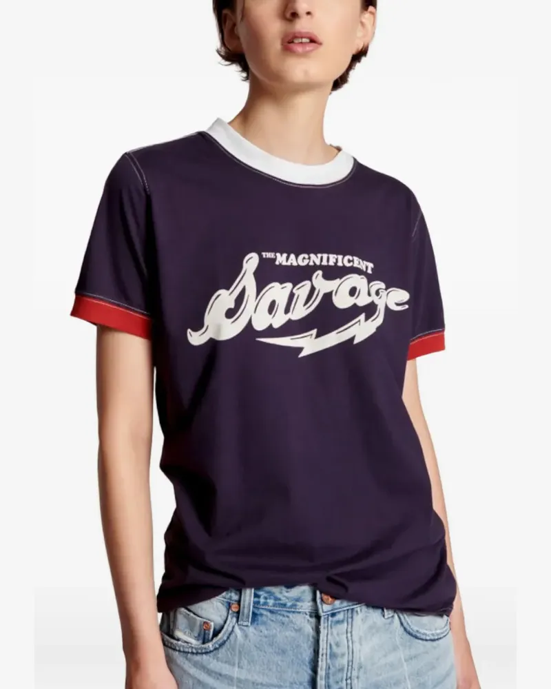 One Teaspoon letter-print T-shirt - Blau Blau