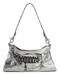 Dsquared2 Schultertasche mit Logo-Schild Silber