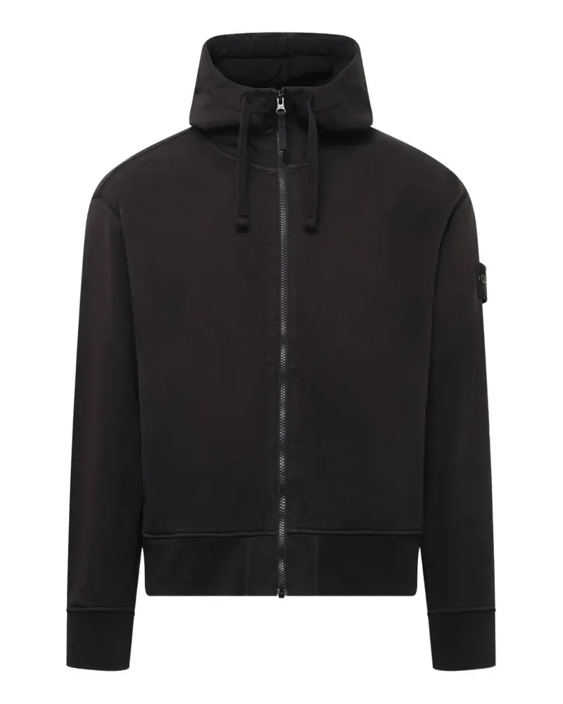 Stone Island 6100009 organic cotton fleece zip-up hoodie - Schwarz Schwarz