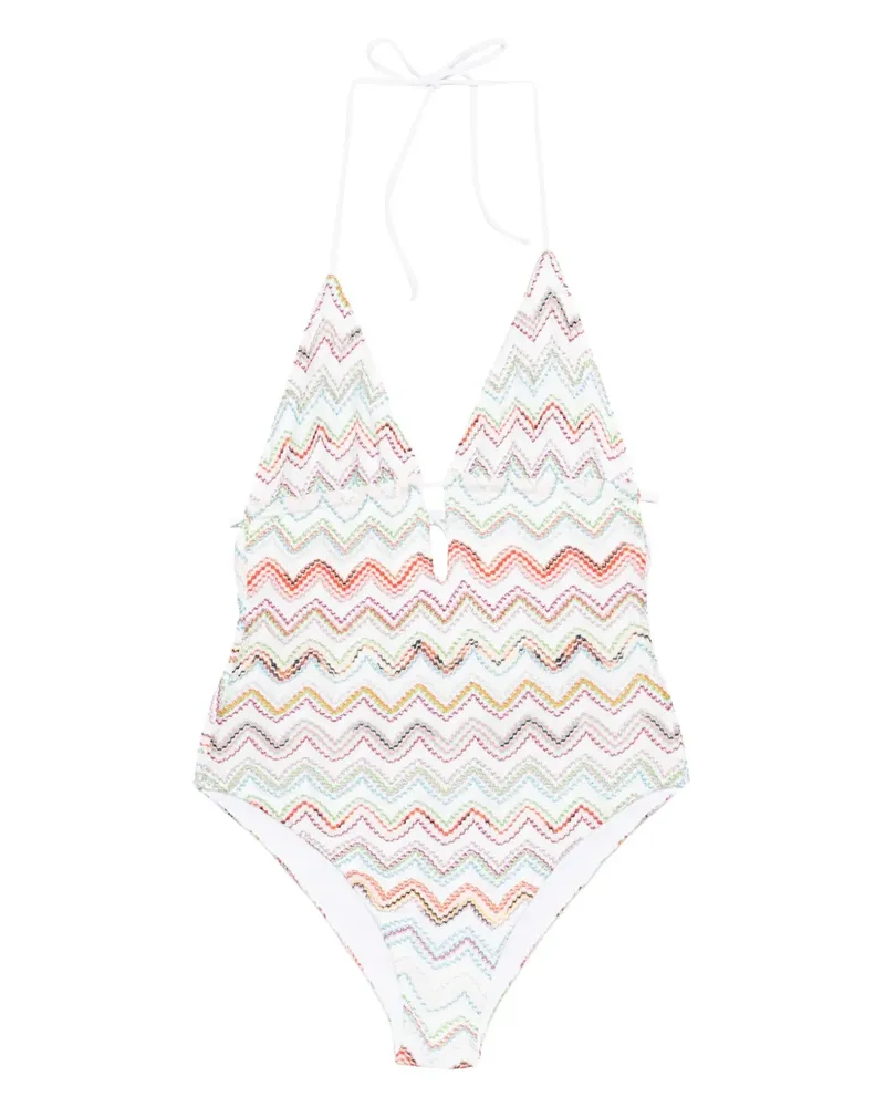 Missoni Badeanzug mit Zickzackmuster - Weiß Weiß