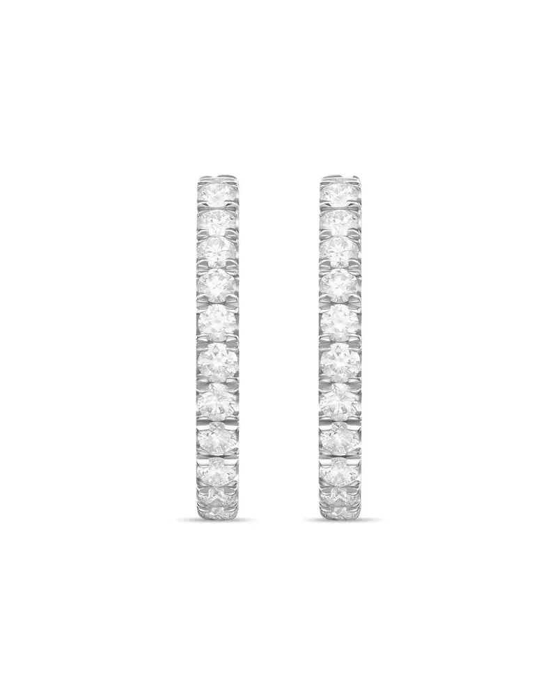Melissa Kaye Mittelgroße Creolen mit Diamanten - Silber Silber