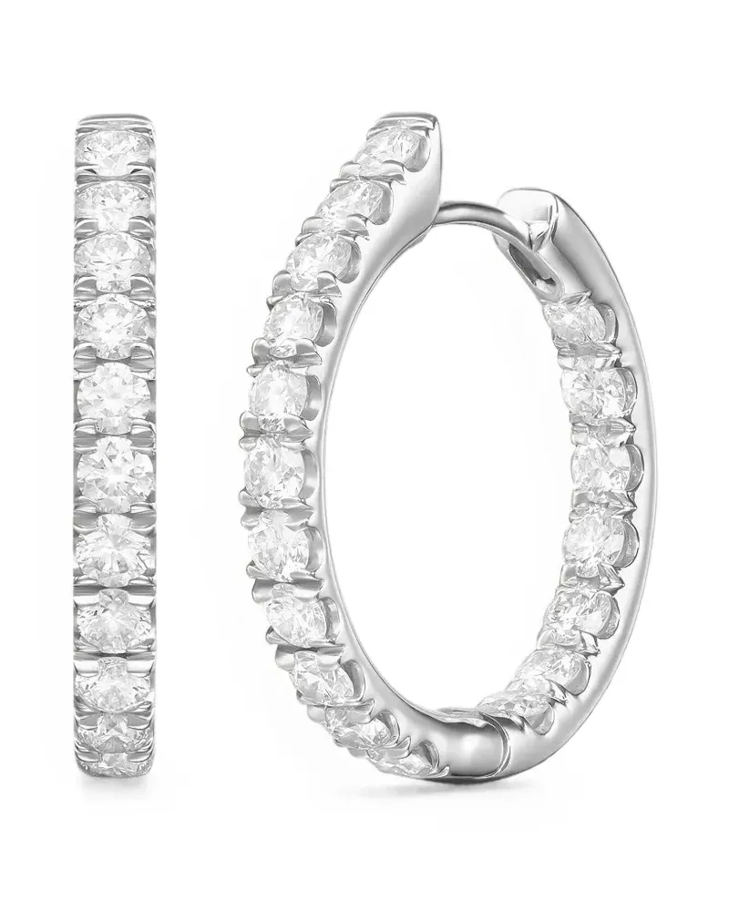 Melissa Kaye Mittelgroße Creolen mit Diamanten - Silber Silber