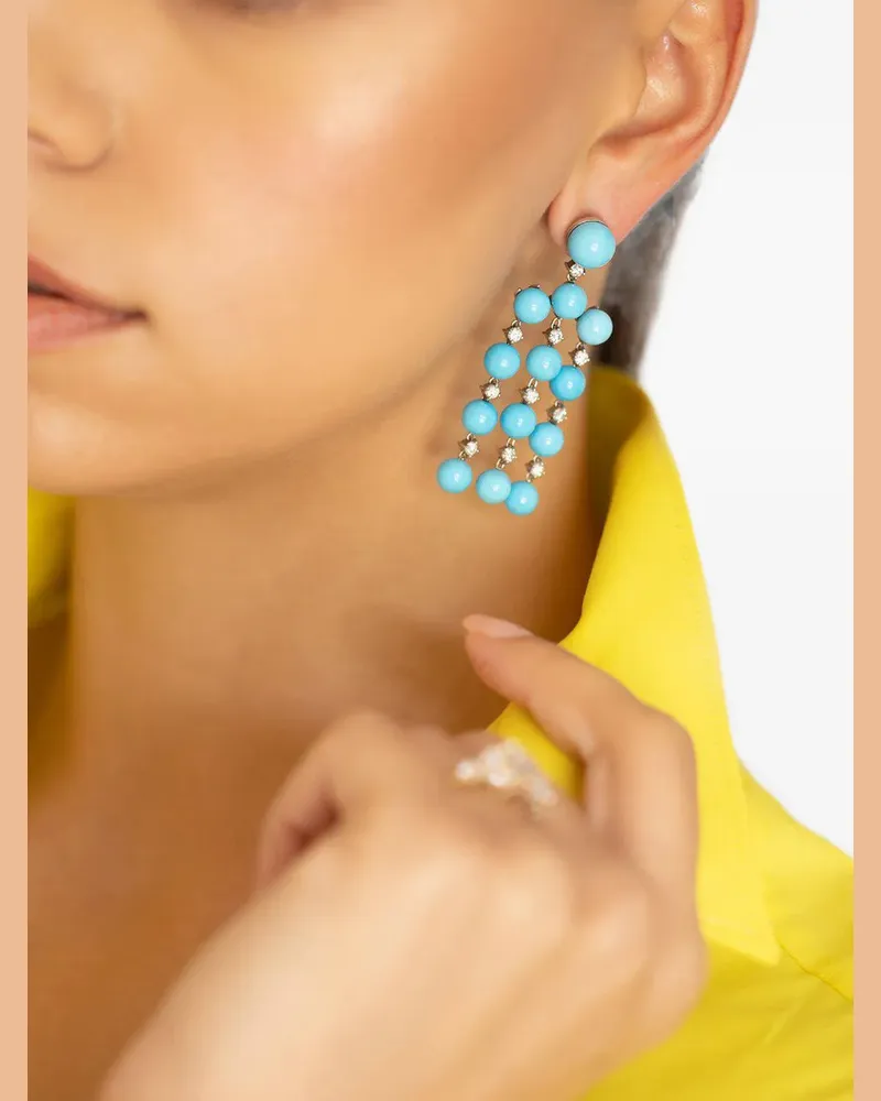 Irene Neuwirth Gumball turquoise and diamond earrings - Silber Silber