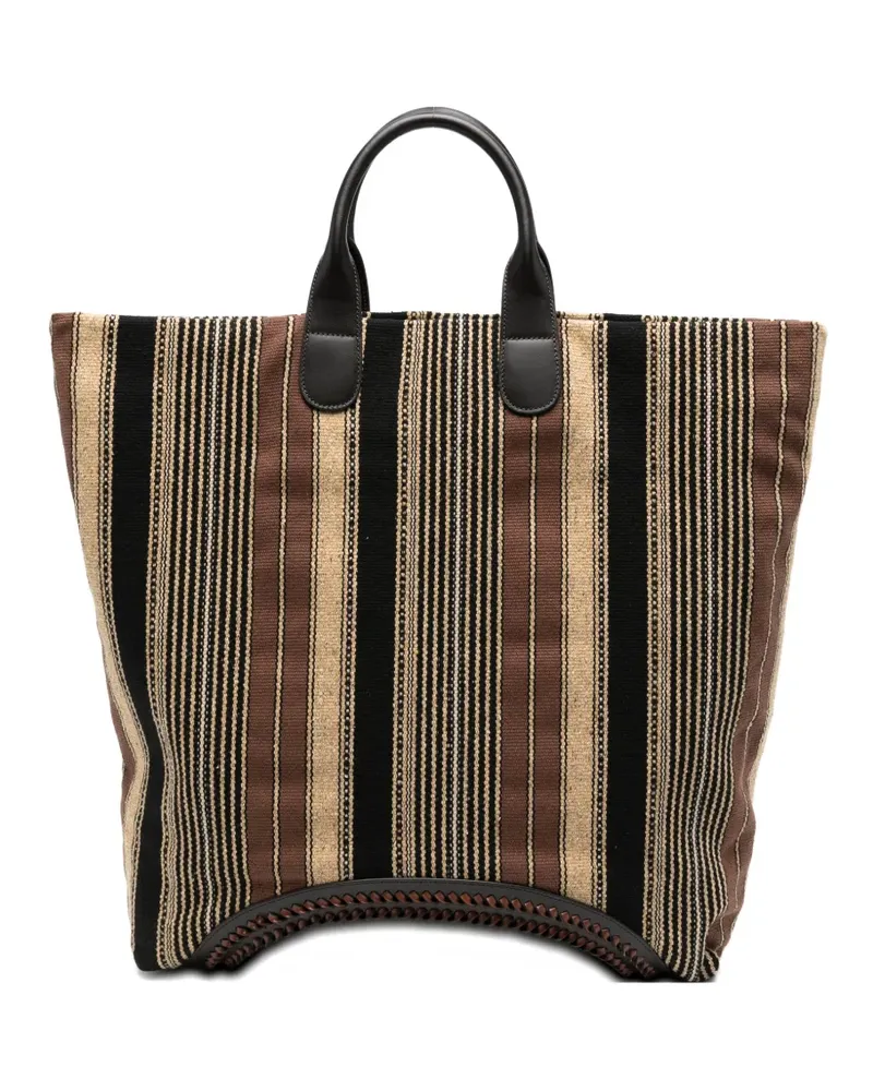 Emporio Armani striped-pattern tote bag - Braun Braun