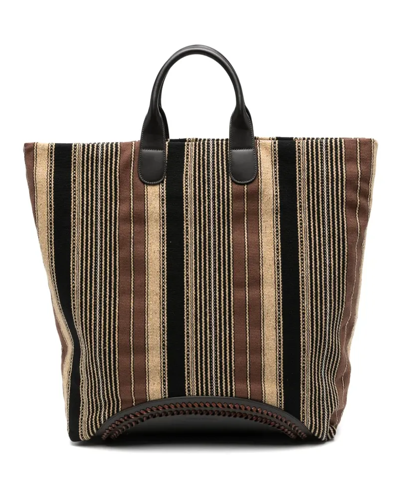 Emporio Armani striped-pattern tote bag - Braun Braun